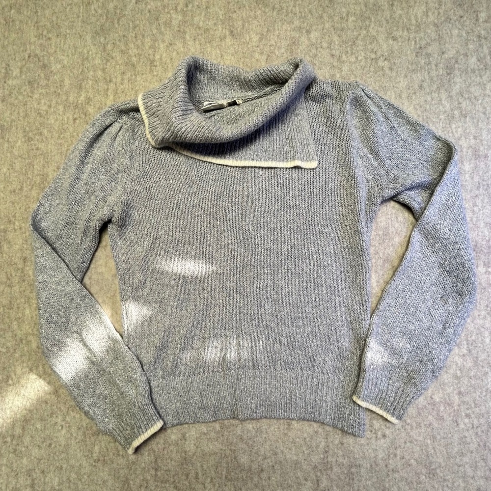 Vintage‎ Parrinello Womens Grey Silk Angora Sweater Asymmetrical Collar Size L